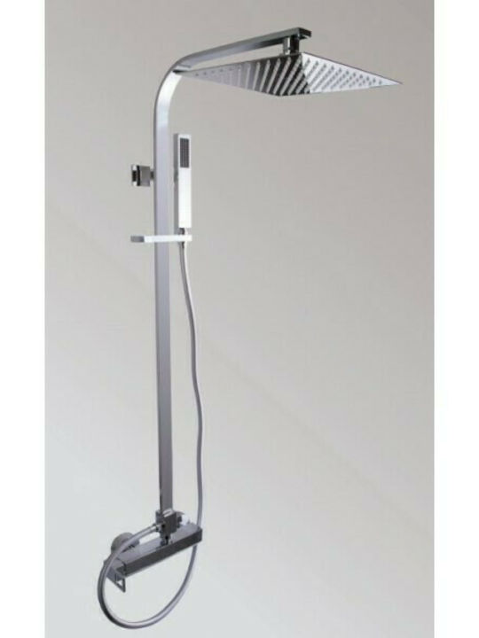 Teorema Blog 2 Shower Column with Bathtub Mixer 110cm Silver