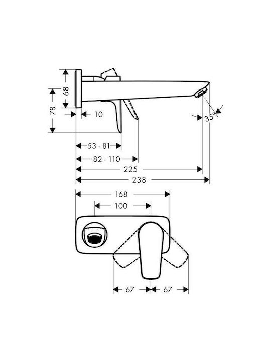 Hansgrohe Talis E Σετ Μίκτης & Στόμιο Εντοιχισμού για Νιπτήρα 1 Εξόδου Μαύρο