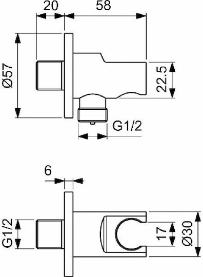 Ideal Standard Idealrain Στήριγμα Ντουζ Chrome