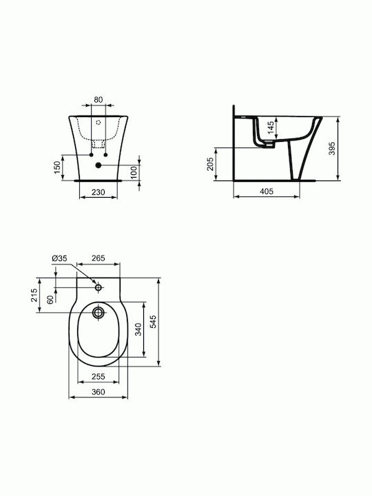 Ideal Standard Connect Air Bidet Boden 36x54.5cm Weiß