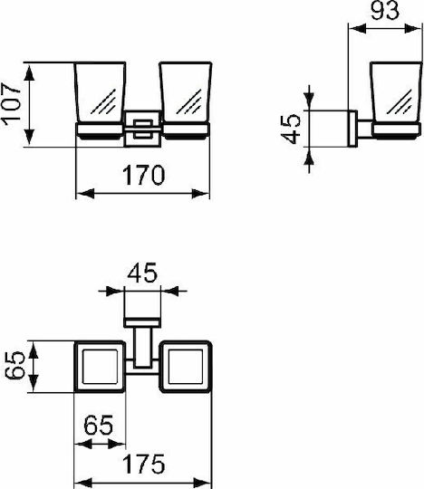 Ideal Standard Επιτοίχια Ποτηροθήκη Iom Square E2205AA Ασημί