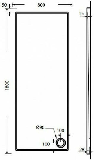Sirene Extra Flat Ορθογώνια Ακρυλική Ντουζιέρα 180x80cm Λευκή