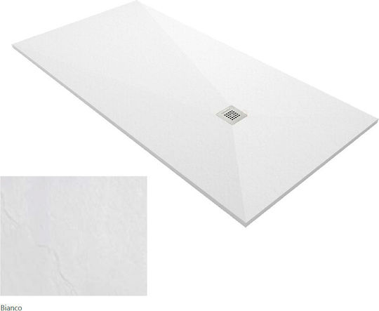 Karag Pietra Bianco Ορθογώνια Ντουζιέρα Τεχνητής Πέτρας 80x120cm