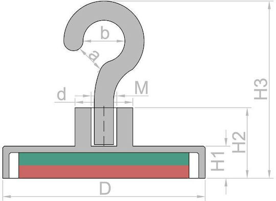 Neodymium Round Magnet with Traction Force 30kg L32xW32mm
