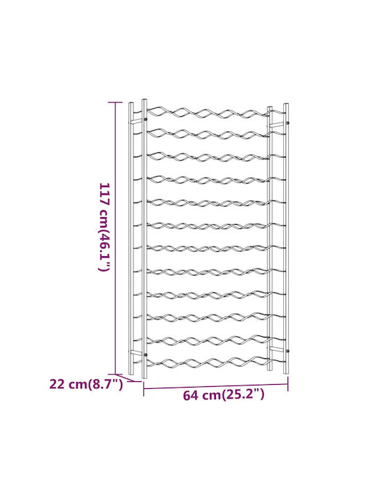 vidaXL Freistehend Weinkeller Metallisch für 72 Flaschen Gold 64x22x117εκ.