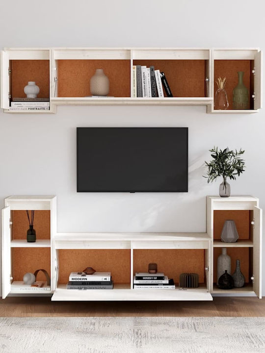 Wooden Living Room TV Unit White L100xW30xH35cm