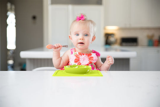 Ezpz Silicone Baby Tray Happy Bowl for 4+ months Pink