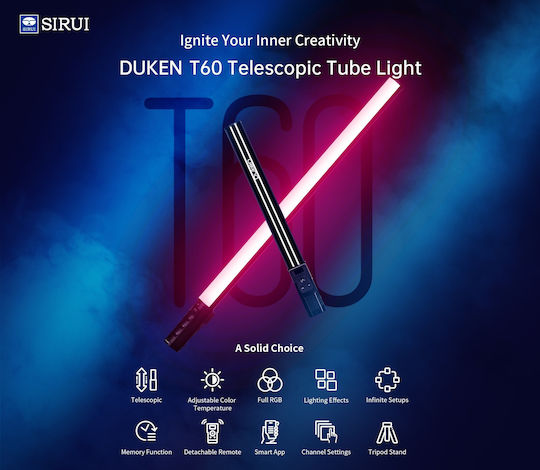 Sirui Duken T60 Telescopic LED Light 2500 - 8000K 20W με Φωτεινότητα LUX 500 Lux