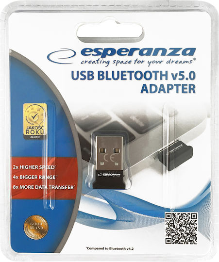 Esperanza EA160 v.5.0 USB Bluetooth 2.0 Adapter mit Reichweite 20m Schwarz