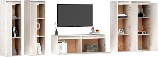 Unitate TV pentru sufragerie Alb din lemn masiv L220xA30xÎ100buc