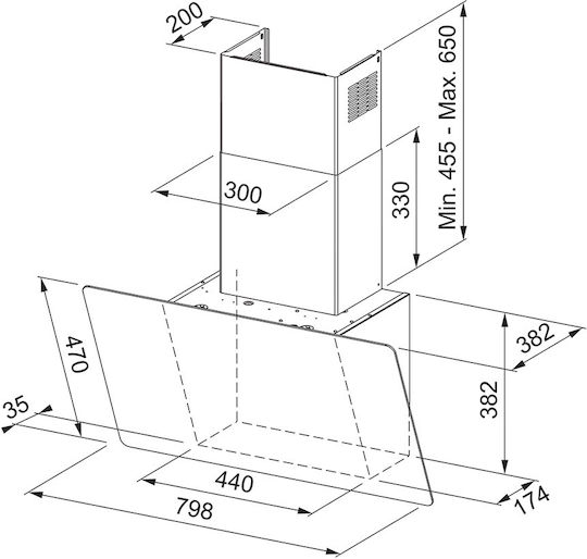 Franke AQ Sense FVAS A80 BK Kamin-Dunstabzug 80cm Schwarz