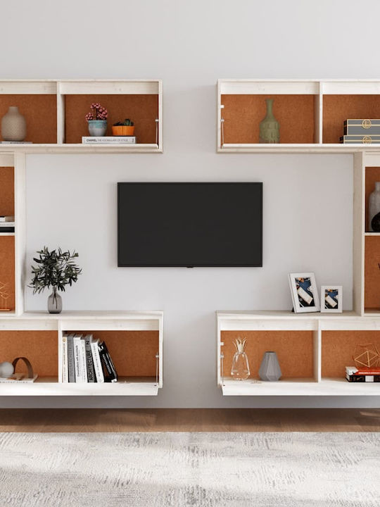 Unitate TV pentru sufragerie Alb din lemn masiv L200xA30xÎ130buc
