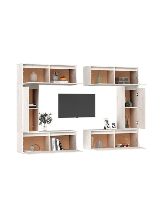 Unitate TV pentru sufragerie Alb din lemn masiv L200xA30xÎ130buc