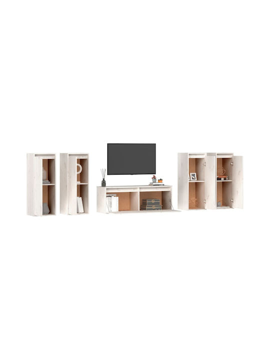Unitate TV pentru sufragerie Alb din lemn masiv L220xA30xÎ80buc