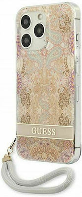 Guess Flower Strap Umschlag Rückseite Kunststoff Gold (iPhone 13 Pro Max) GUHCP13XHFLSD