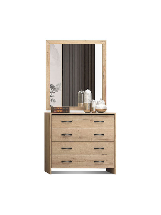 Masă de machiaj Νο4 Latte cu Oglindă 86x40x78cm