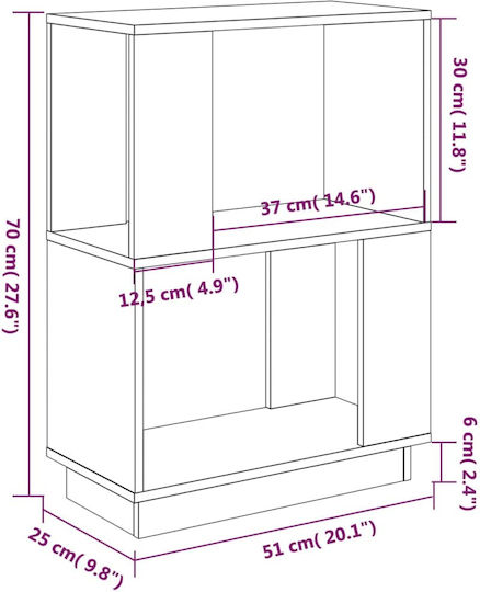 Bibliothek Weiß 51x25x70cm