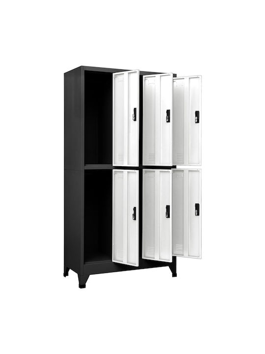 Dulap Metalic Cu Posibilitate De Blocare Cu 6 Dulapuri Antracit / Alb 90x45x180 Cm