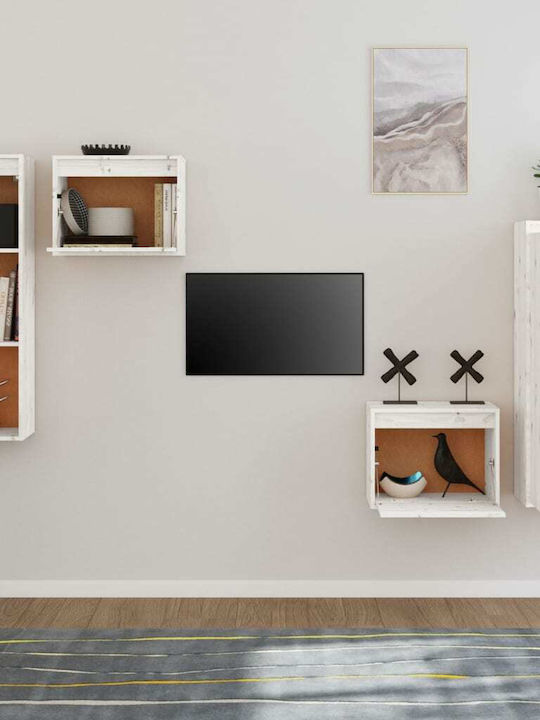 Unitate TV pentru sufragerie Alb din lemn masiv L150xA30xÎ100buc