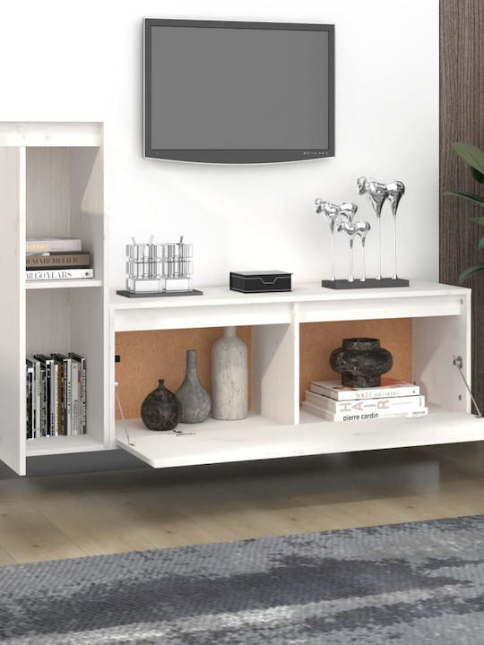 Wooden Living Room TV Unit White L130xW30xH80cm