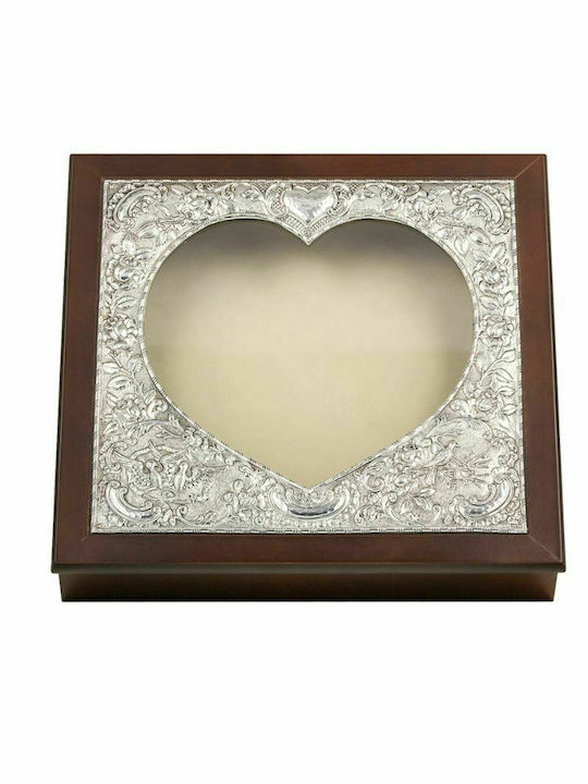 Silver Astron Tabletop Square Wedding Crown Case Brown 26.5x28.5cm