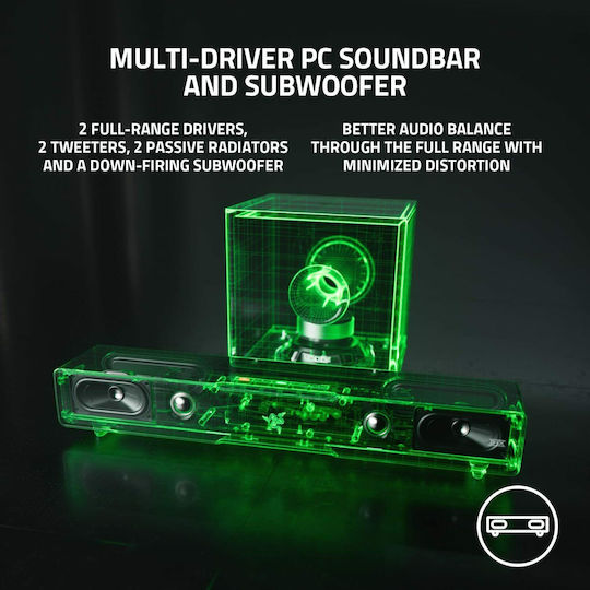 Razer Leviathan V2 Soundbar 7.1 Bluetooth με Ασύρματο Subwoofer Μαύρο
