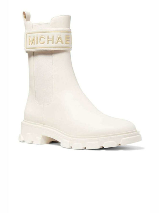 Michael Kors Ridley Leder Damen Chelsea Stiefeletten Cream