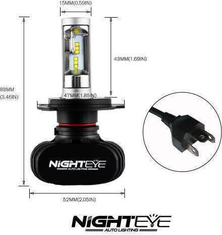 Nighteye Lamps Car A315 Nighteye H4 LED 6500K Cold White 9-32V 50W 2pcs