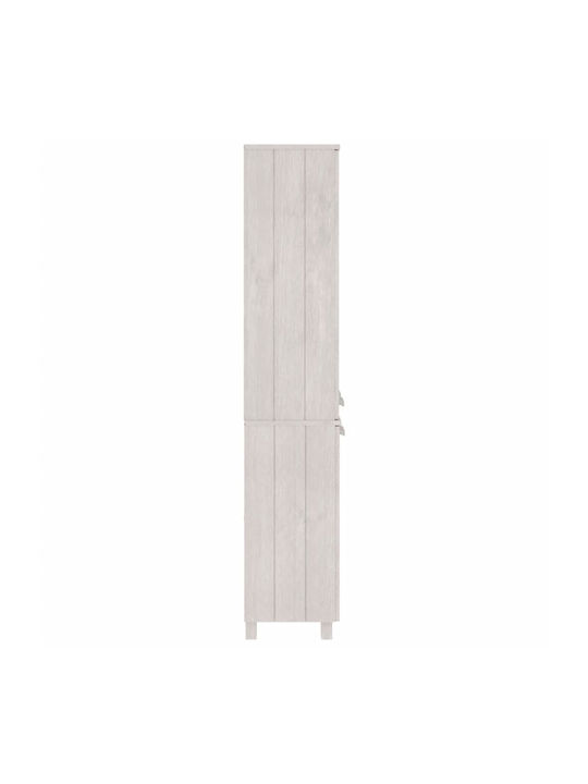 Free Standing Living Room Display Cabinet of Solid Wood with Glass White 85x35x80cm