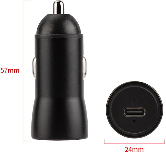 Maxlife MXCC-04 PD Автомобилен Зарядно Устройство 20W с Едно USB-C Порт Черен Цвят