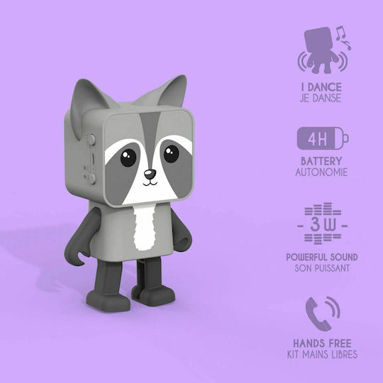 Mobility On Board Dancing Animals Ηχείο Bluetooth 3W με Διάρκεια Μπαταρίας έως 4 ώρες Raccoon