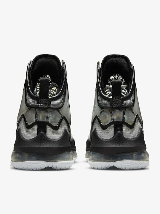 LeBron 19 inalti Pantofi de baschet Alb / Negru / Aur Metalizat
