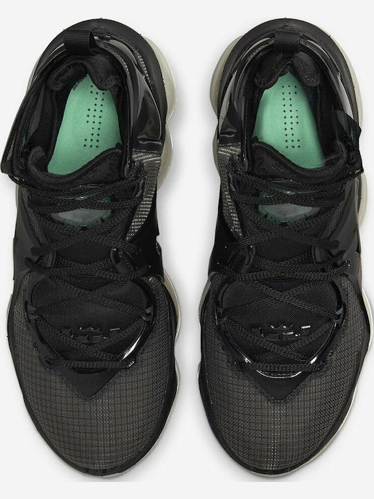 LeBron 19 inalti Pantofi de baschet Negru / Antracit / Green Glow