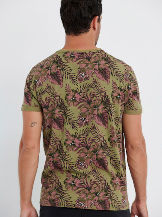 Garage Fifty5 Ανδρικό T-shirt Χακί Floral