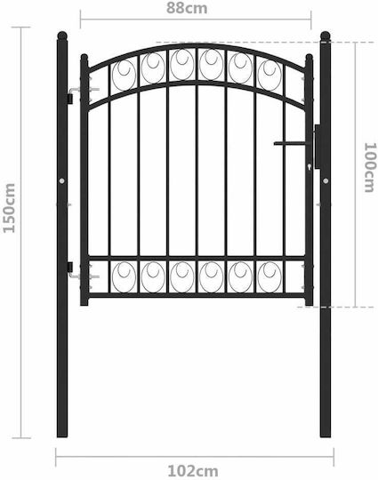 vidaXL Metal Fence Panel in Black Color 1.0x1.0m