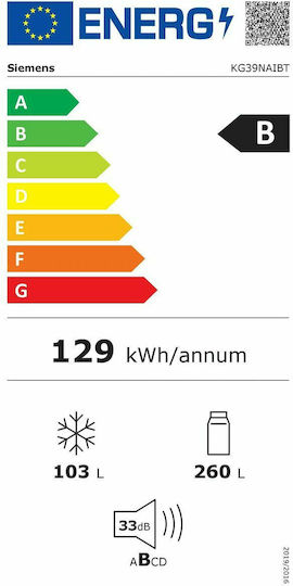 Siemens 363лт NoFrost В203xШ60xД66.5см. Inox KG39NAIBT