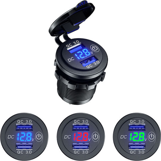 QC3 Motorradladegerät Schnellladung mit Anschlüssen: 2xUSB