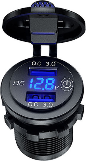 QC3 Мотоциклетно зарядно устройство Бързо зареждане с Портове: 2xUSB