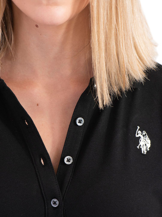 Mya Damen Polo Bluse Kurzarm Schwarz