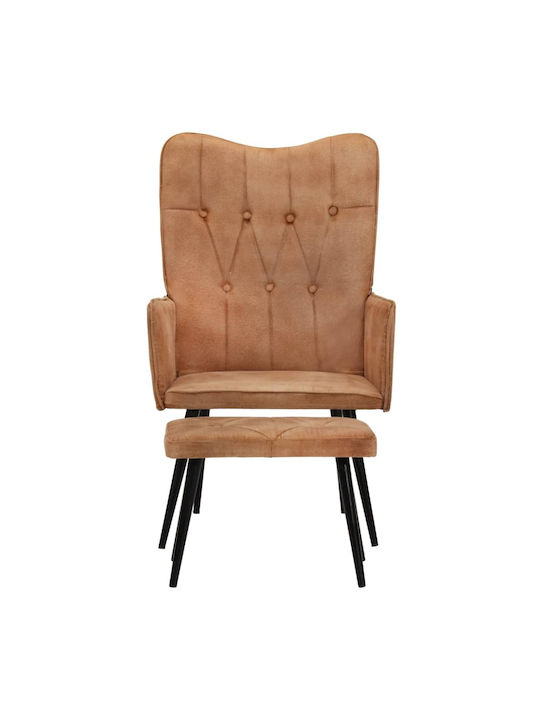 Armchair with Footstool Brown 55x41x97cm