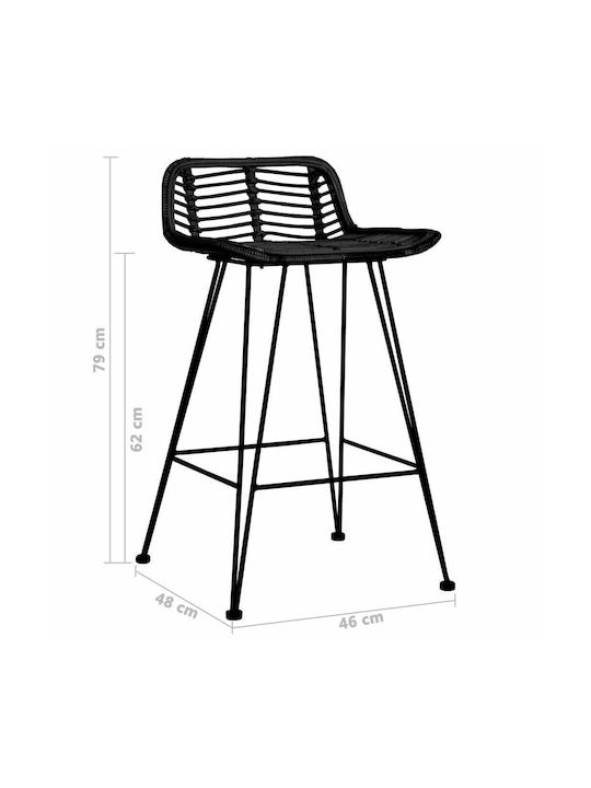 Garden Bar Stool Outdoor Rattan Black 2 Pieces 46x48x79cm