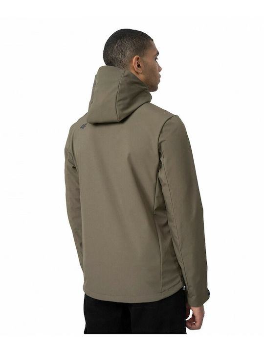 4F Herren Winter Jacke Softshell Wasserdicht und winddicht Khaki