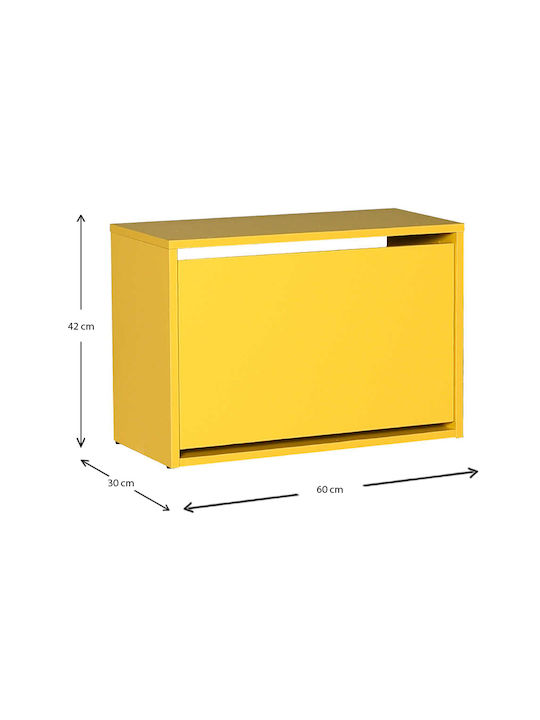 Ξύλινη Παπουτσοθήκη Flat Duo με 1 Ράφι 60x30x42cm