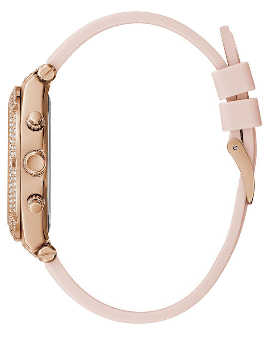 GC Watches Night Life Damen Uhr Chronograph mit Rosa Kautschukarmband