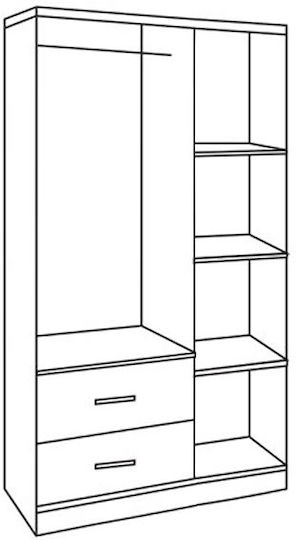 Тройна врата Гардероб Caesar Zebrano 89x42.5x181см