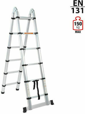 Vesta Aluminum Telescopic Ladder with 12 Stairs and Maximum Height 3.8m DLT706B