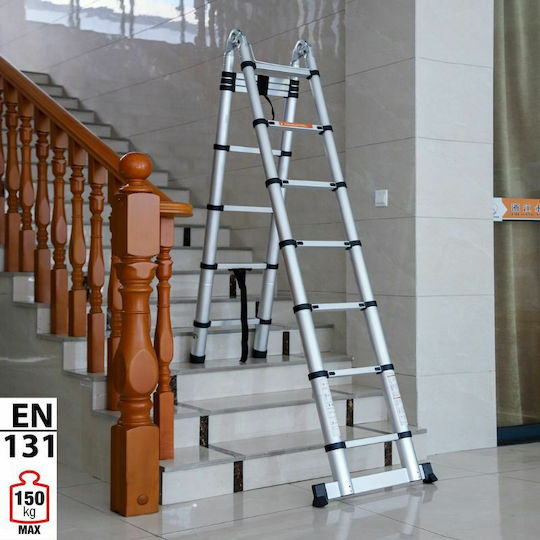 Vesta Telescopic Ladder Aluminum 14 of Steps with Maximum Height 4.4m