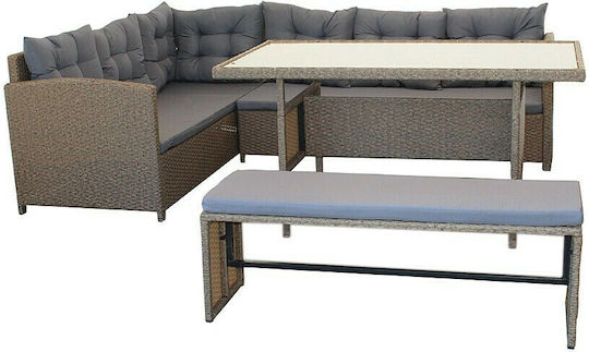 Garten- und Outdoor-Möbelsets Wohnbereich Elizabeth 4 Stück Grau mit Kissen
