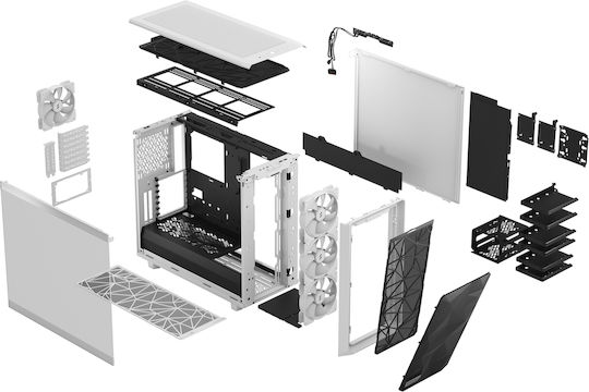 Fractal Design Meshify 2 Gaming Midi Tower Κουτί Υπολογιστή με Πλαϊνό Παράθυρο και RGB Φωτισμό White TG Clear Tint