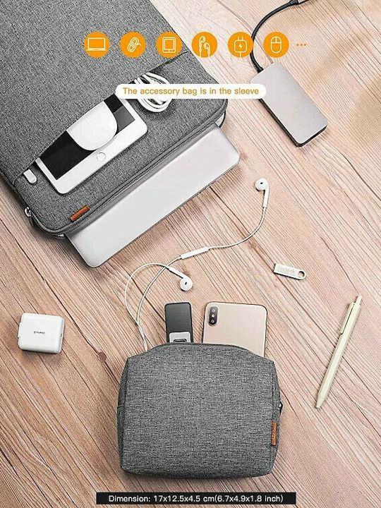 Inateck 360° Protection Σετ με Τσαντάκι Αδιάβροχη Θήκη για Laptop 14" σε Γκρι χρώμα